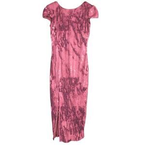 Dress The Population Dress Sequin Embellished Cap Sleeve Low Back Midi Pink S